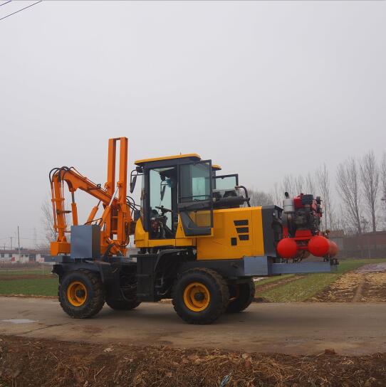 裝載機(jī)護(hù)欄打樁機(jī)，護(hù)欄打拔鉆一體機(jī)直供